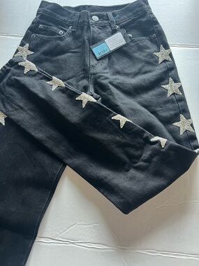 CARMAR girls  Black Jeans with Silver Star Embellishments size 23 con Estrellas